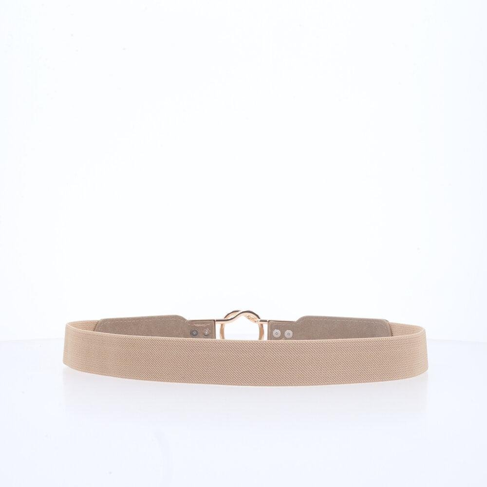 Cinto de Elástico com Fecho de Encaixe em Fivela Metalizada Bege 2