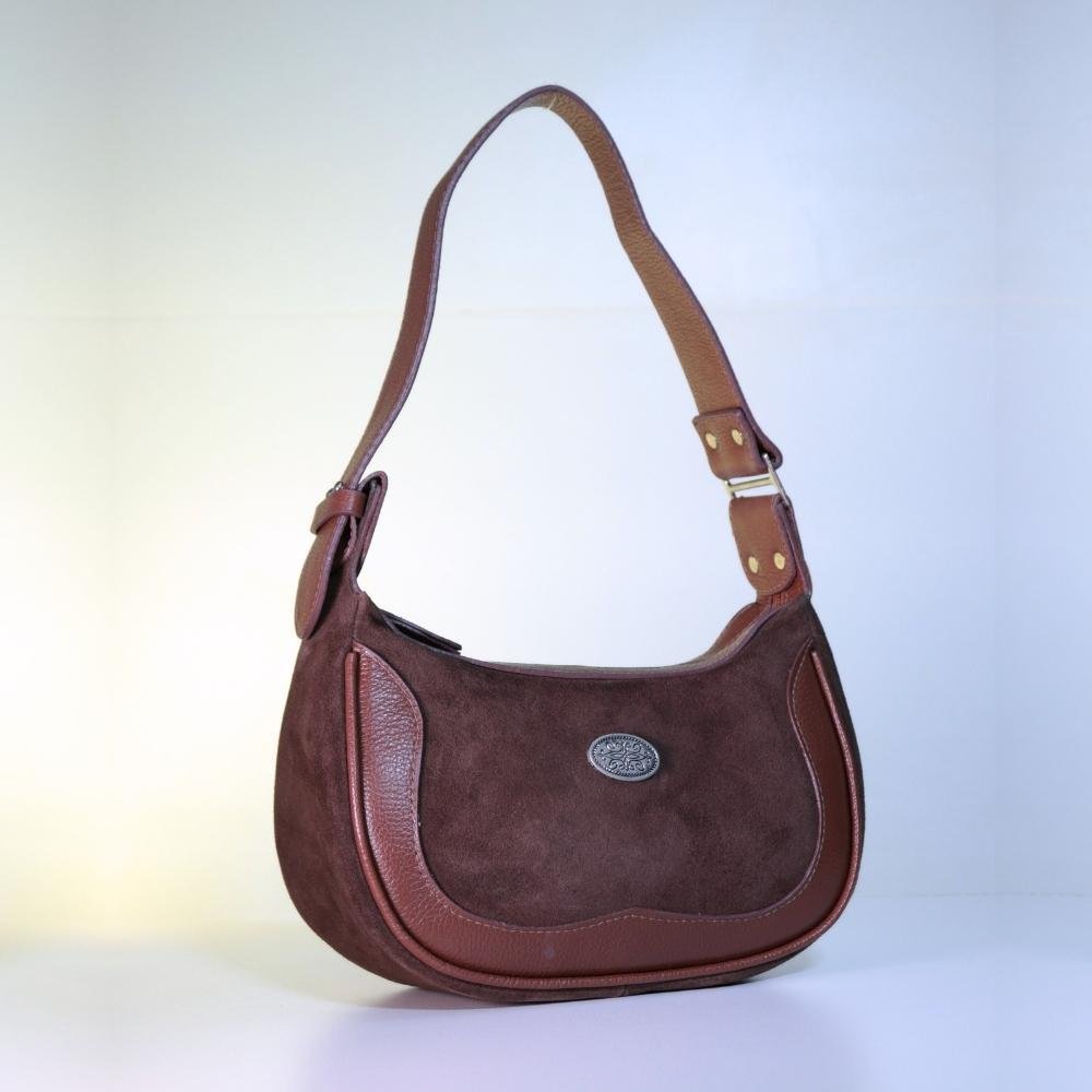 Bolsa de Ombro Feminina em Couro Camurça