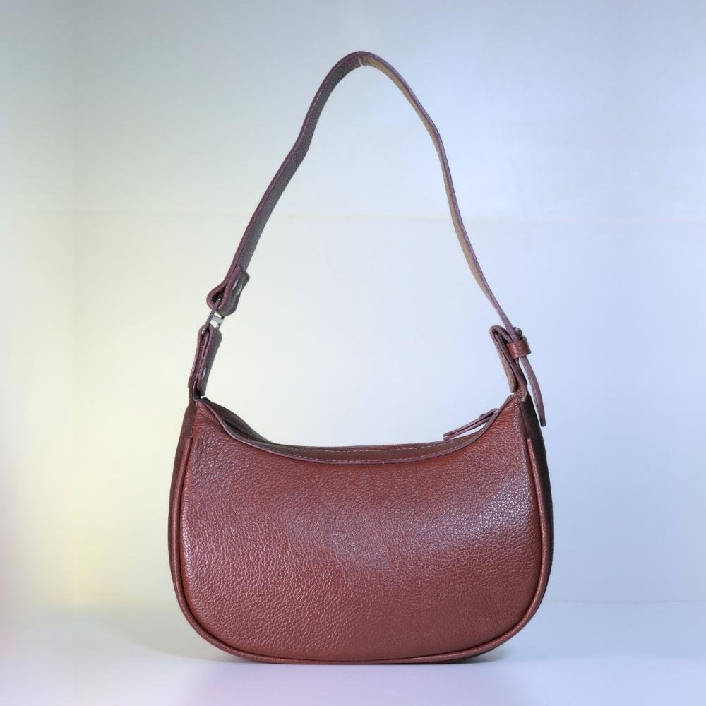 Bolsa de Ombro Feminina em Couro Camurça Marrom 2
