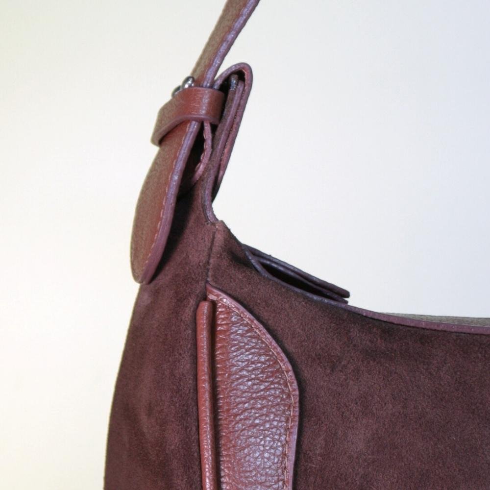 Bolsa de Ombro Feminina em Couro Camurça Marrom 3