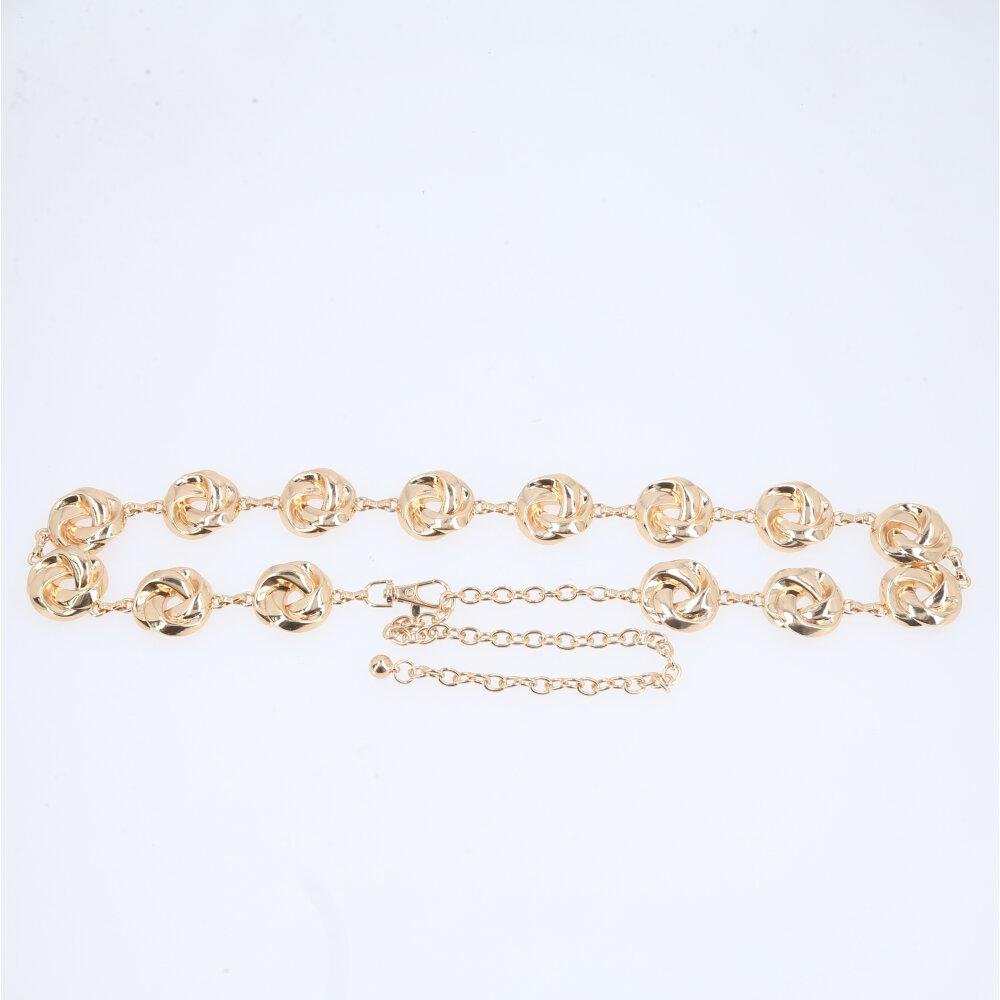 Cinto Feminino de Corrente Elos Vazados Ajustável Dourado 2