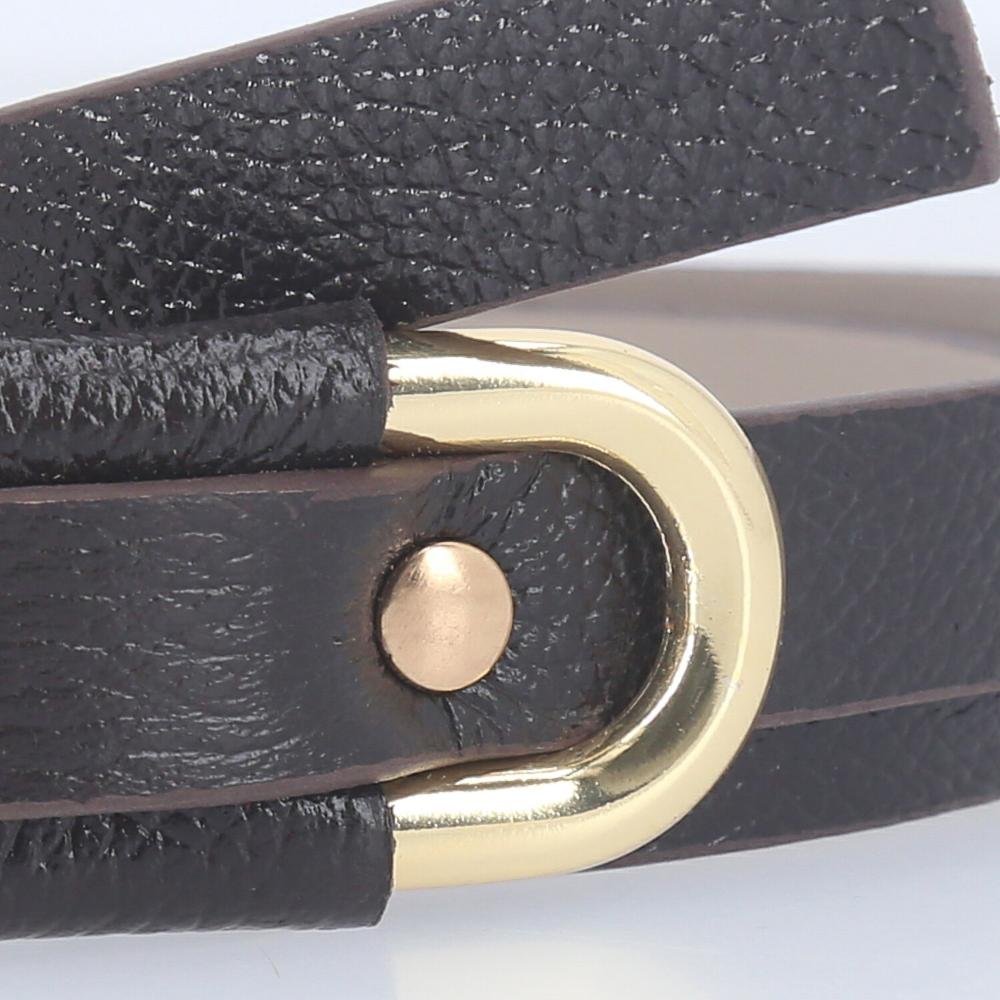 Cinto de Couro com Fivela Oval Metalizada Café 3