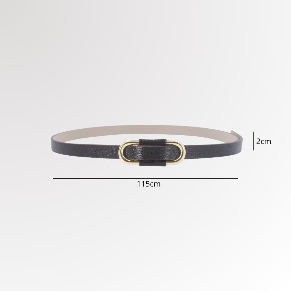 Cinto de Couro com Fivela Oval Metalizada Café 4