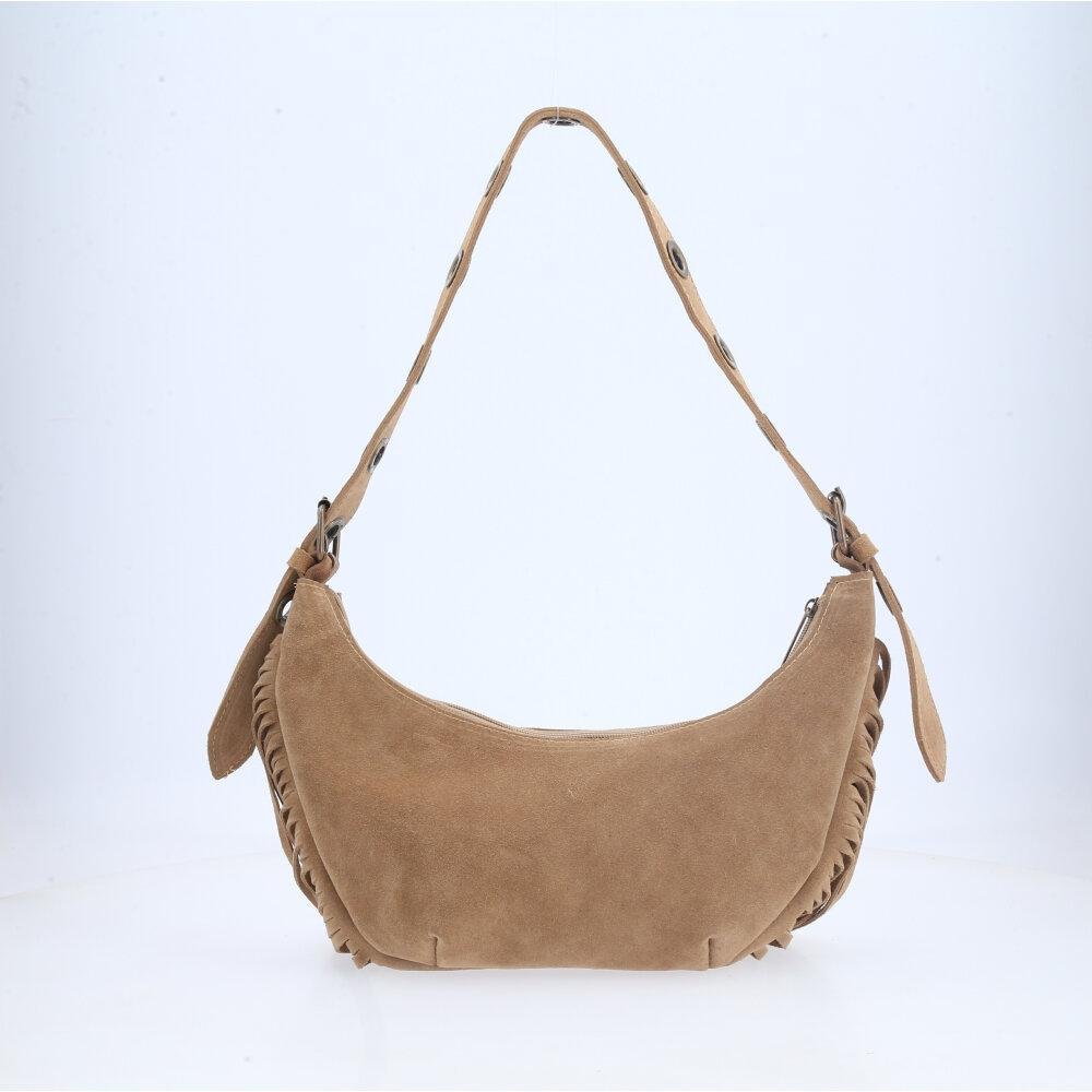 Bolsa Feminina de Couro com Franja Bege 2