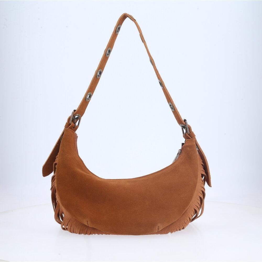 Bolsa Feminina de Couro com Franja Caramelo 2