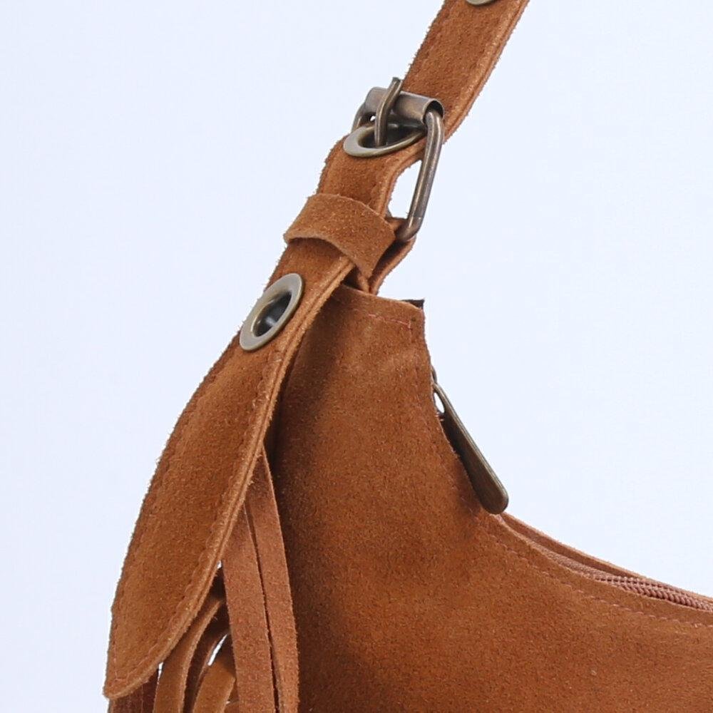 Bolsa Feminina de Couro com Franja Caramelo 3