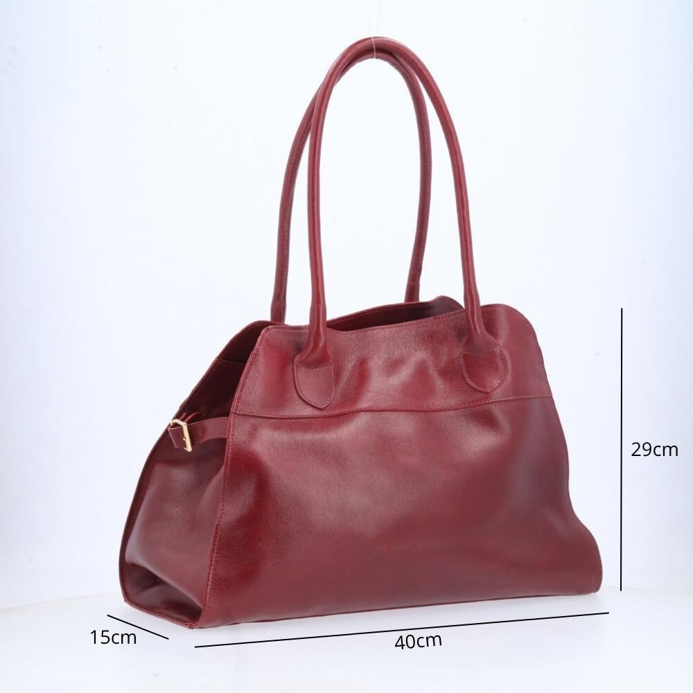 Bolsa Feminina de Couro Elegante com Alça de Ombro Vinho 4