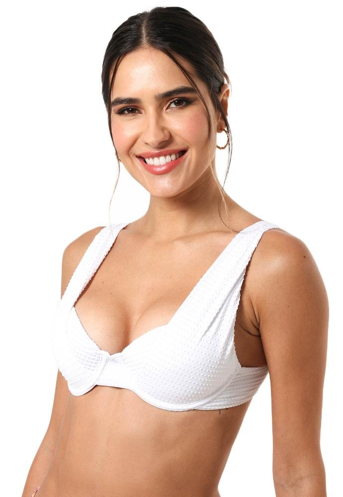 Top De Biquíni Avulso Com Bojo Push Up Bubble Branco Líquido