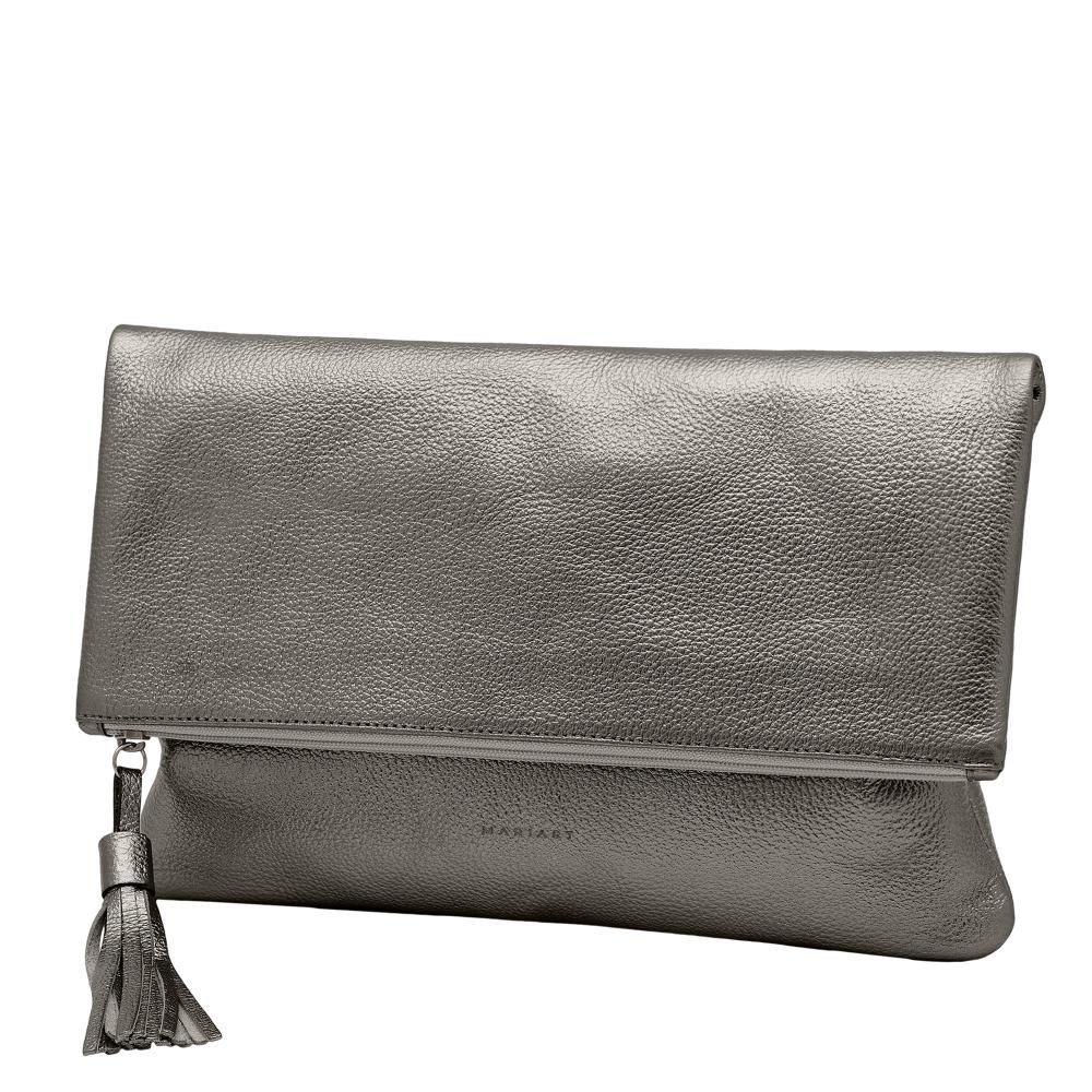 Bolsa Carteira Clutch de Couro Mariart Hibisco Cinza 1