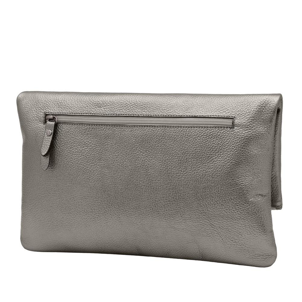 Bolsa Carteira Clutch de Couro Mariart Hibisco Cinza 2