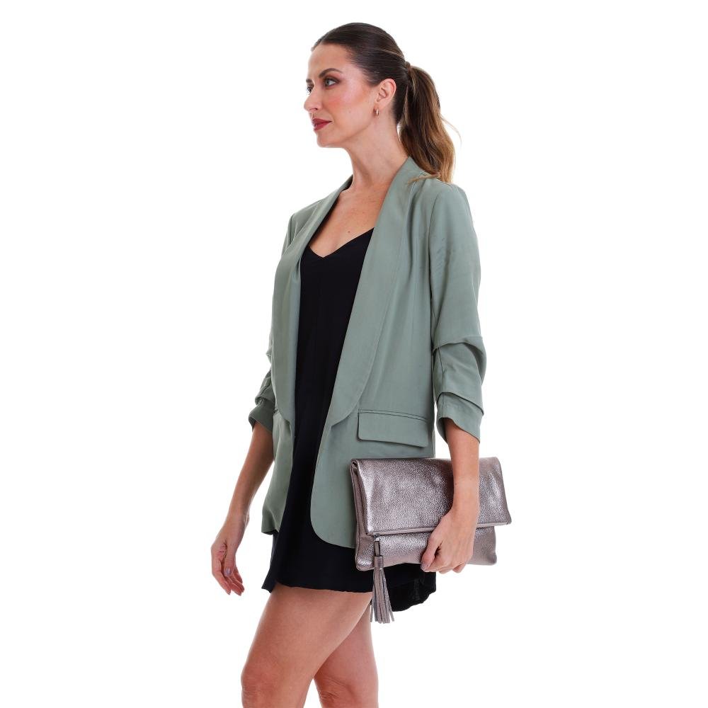 Bolsa Carteira Clutch de Couro Mariart Hibisco Cinza 5