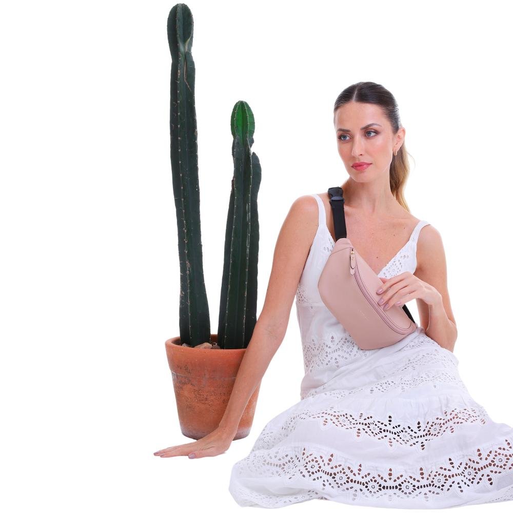 Pochete Couro Mariart Begônia Bege 2