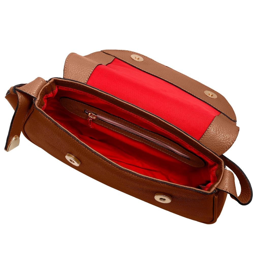 Bolsa de Couro Mariart Cosmos Marrom Claro 2