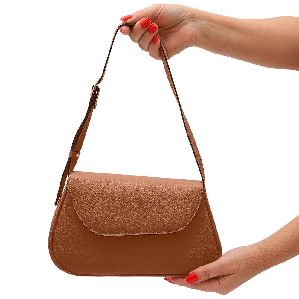 Bolsa de Couro Mariart Cosmos Marrom Claro 5