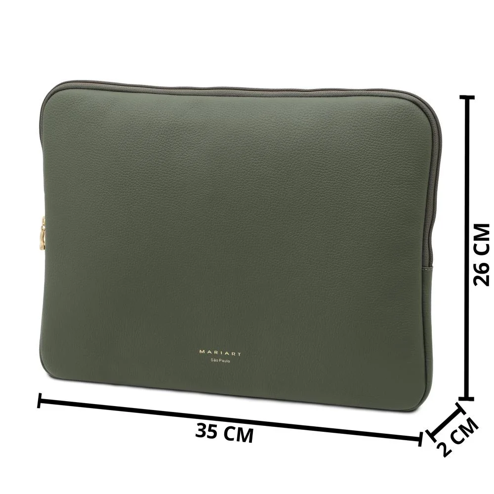 Case Para Notebook de 14" Couro Pitanguinha Mariart Verde 5
