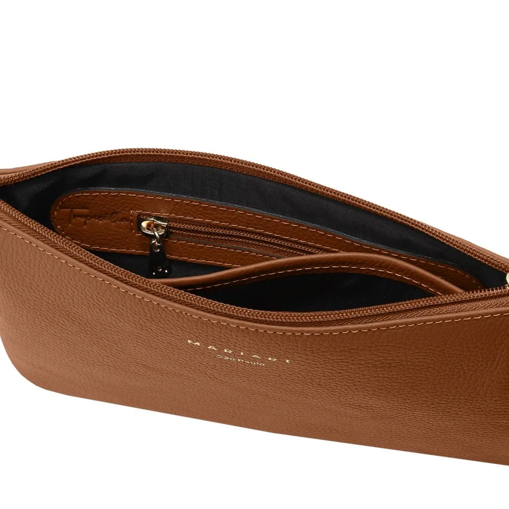 Bolsa Carteira Clutch de Couro Mariart Cambuí Camel 2
