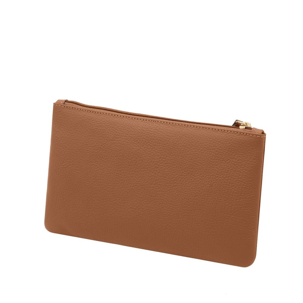 Bolsa Carteira Clutch de Couro Mariart Cambuí Camel 3