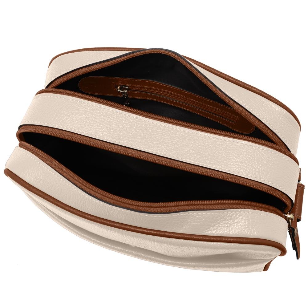 Bolsa de Couro Mariart Pupunha Off White/Camel 3