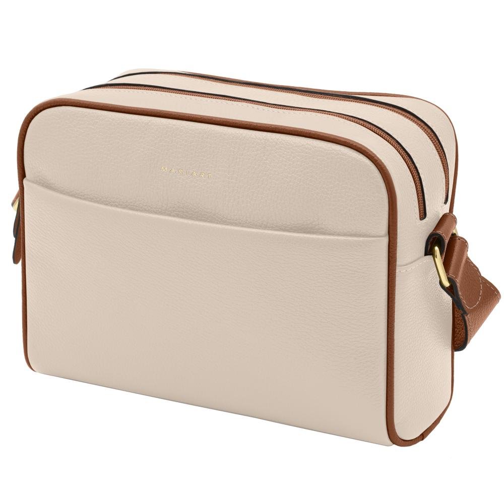 Bolsa de Couro Mariart Pupunha Off White/Camel 5