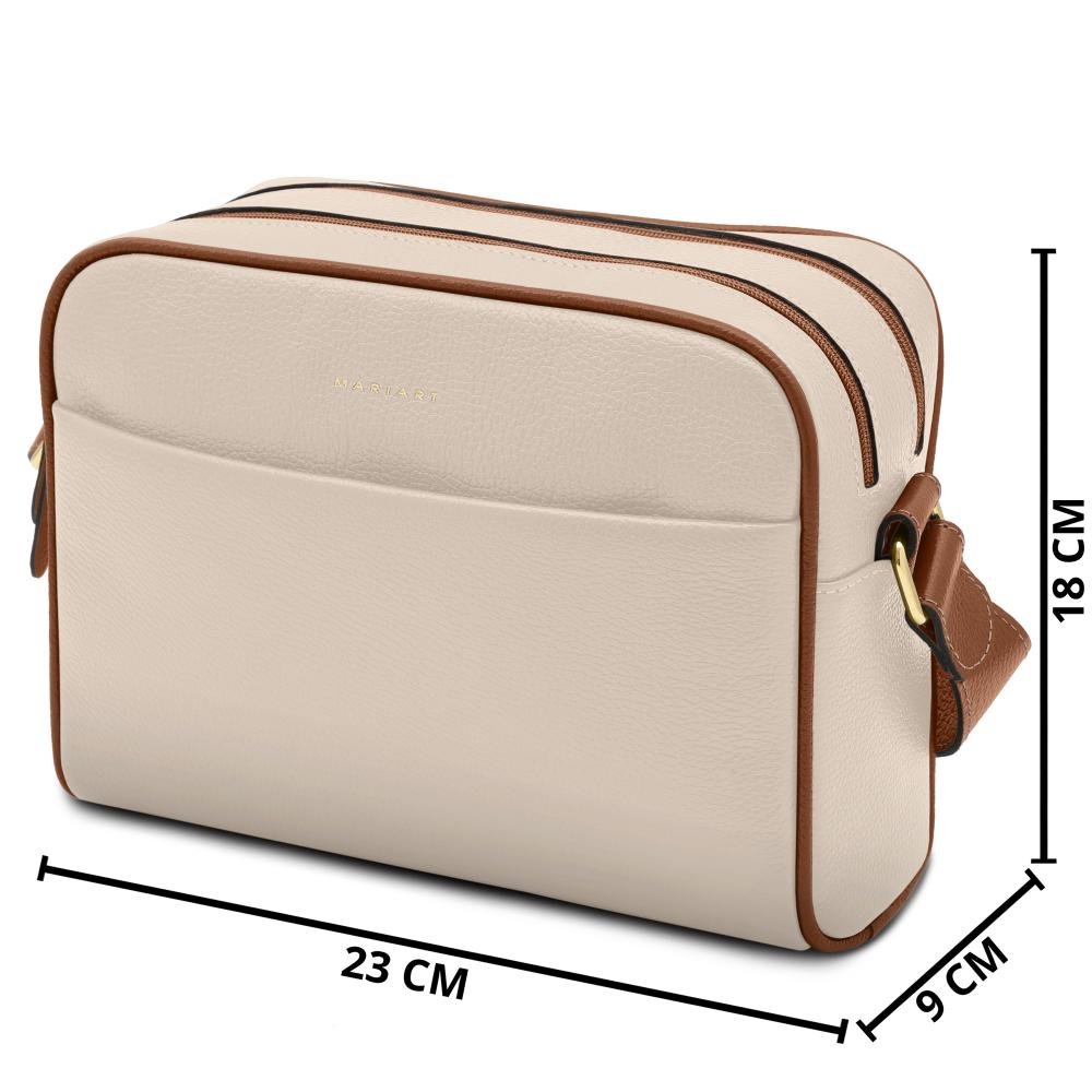 Bolsa de Couro Mariart Pupunha Off White/Camel 6
