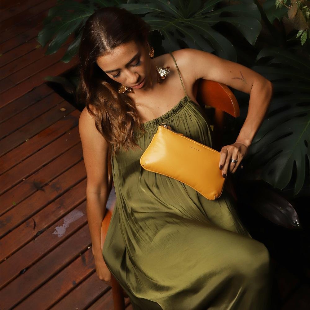Bolsa de Couro Mariart Canelinha Amarelo Nanica 2
