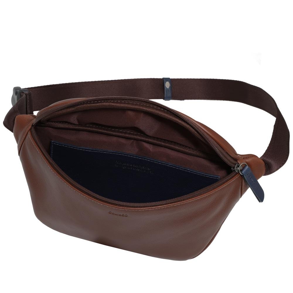 Pochete de Couro Couro50 Mini Carvalho Conhaque/Marinho 2