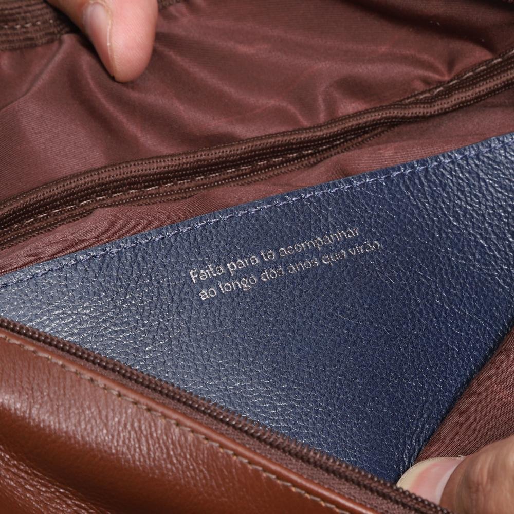 Pochete de Couro Couro50 Mini Carvalho Conhaque/Marinho 5
