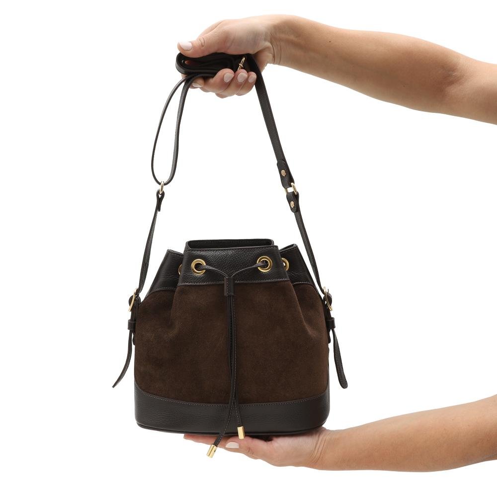 Bolsa de Couro Mariart Chia Suede Café 5