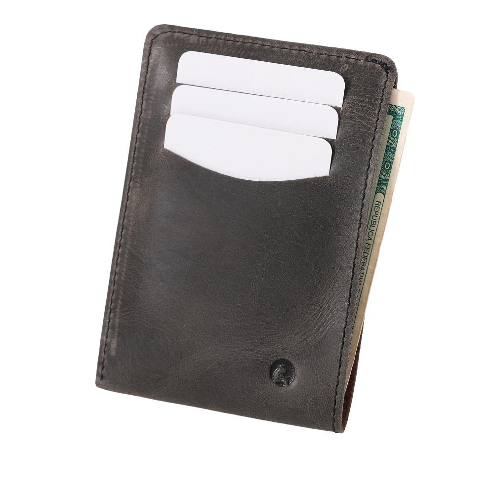 Porta-Cartão de Couro Couro50 Porto Alegre Cinza 2