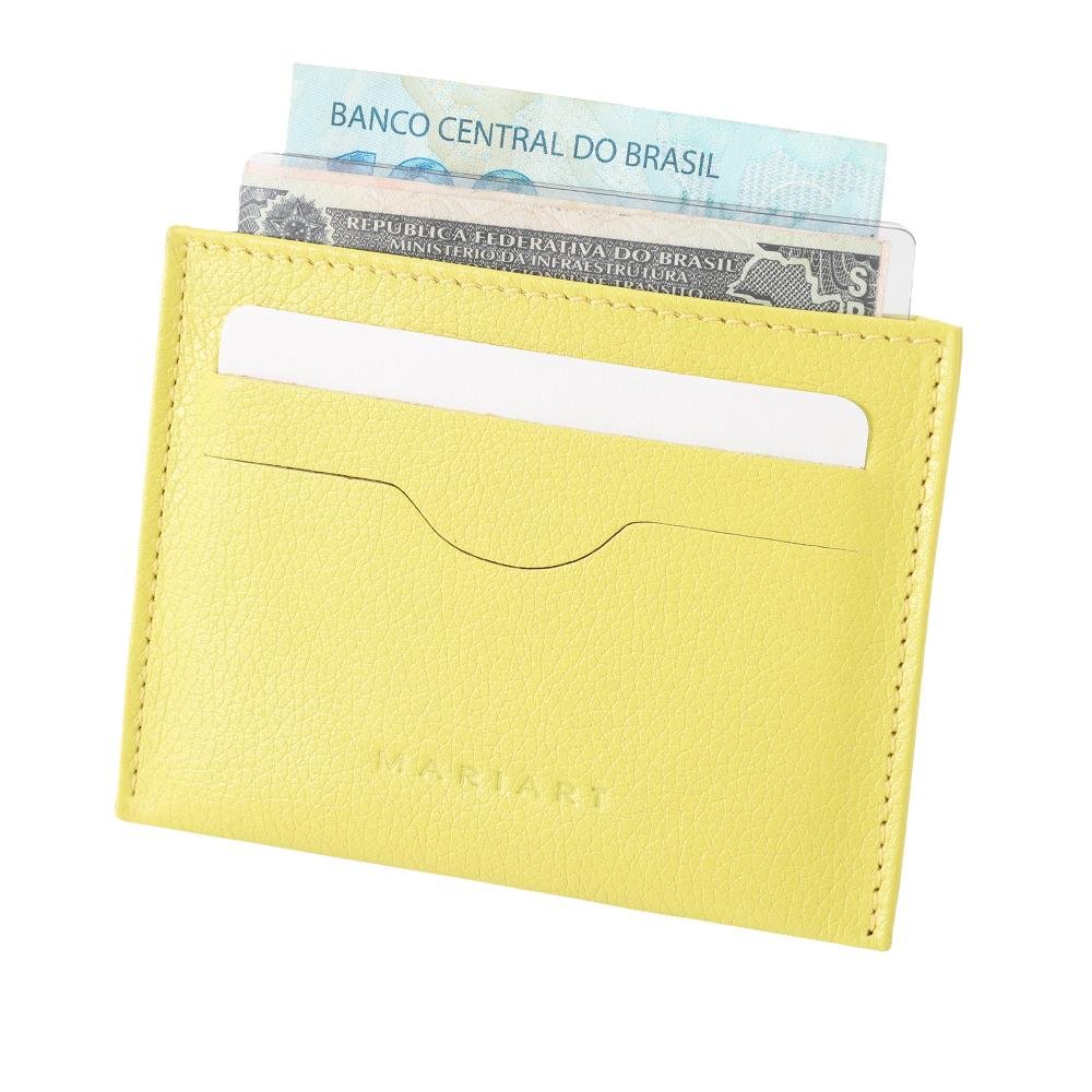 Porta-Cartão Couro Mariart Zircônio Amarelo 2