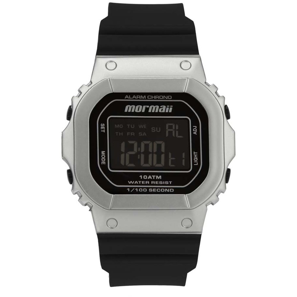 Relógio Mormaii Digital Prata MO0303B6P Masculino Preto 1