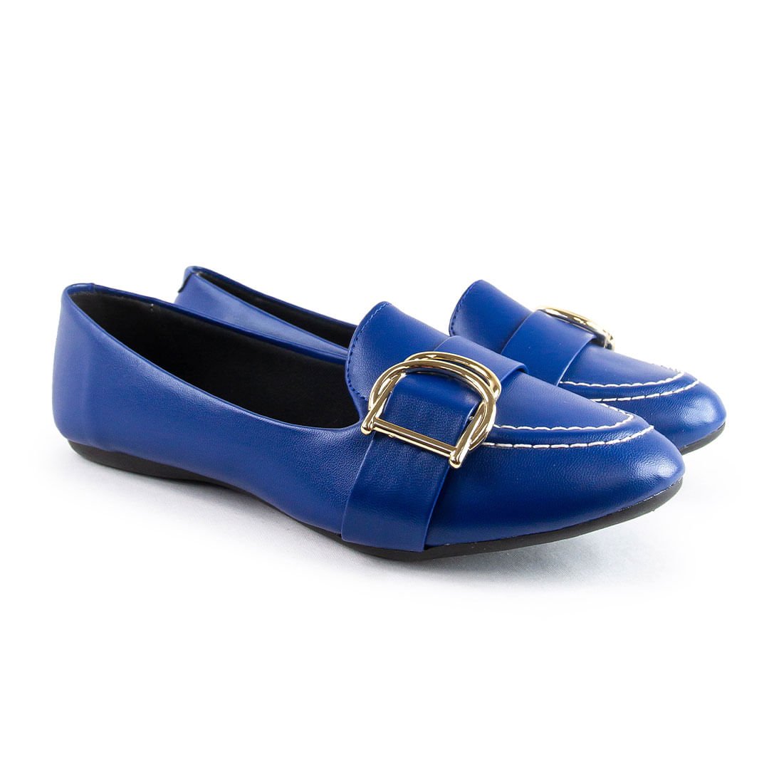 Mocassim bico redondo Joaquina Azul Bic Azul 3