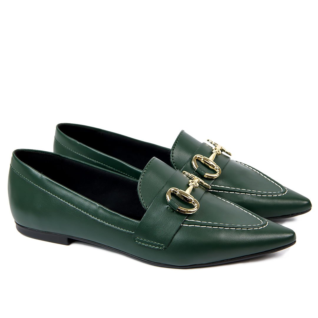 Mocassim bico fino Yohana Verde Verde 3