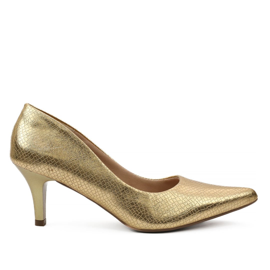 Scarpin Salto Baixo Suzy Ouro Dourado