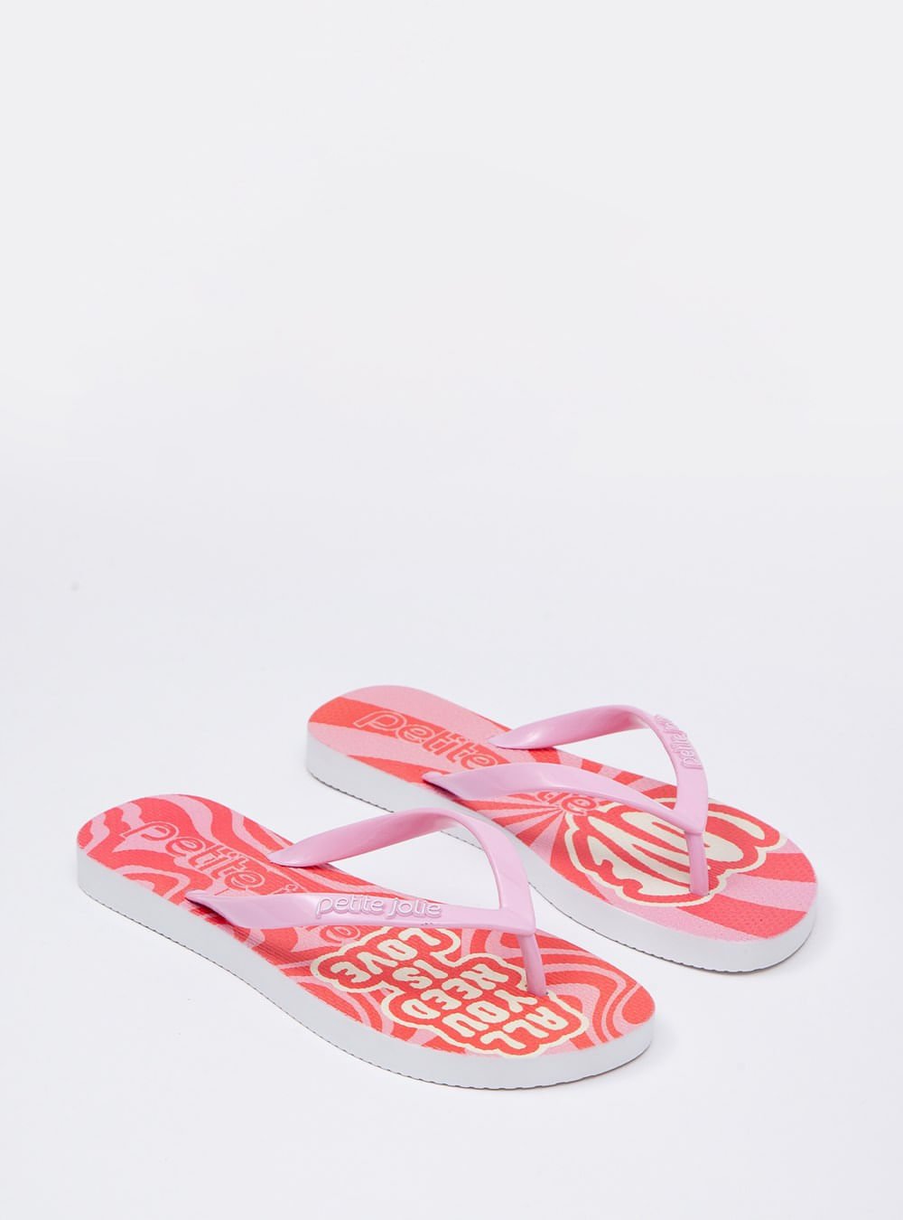 Chinelo Petite Jolie Fresh Rose/Sola Branco/Love PJ6969 Rosa 2