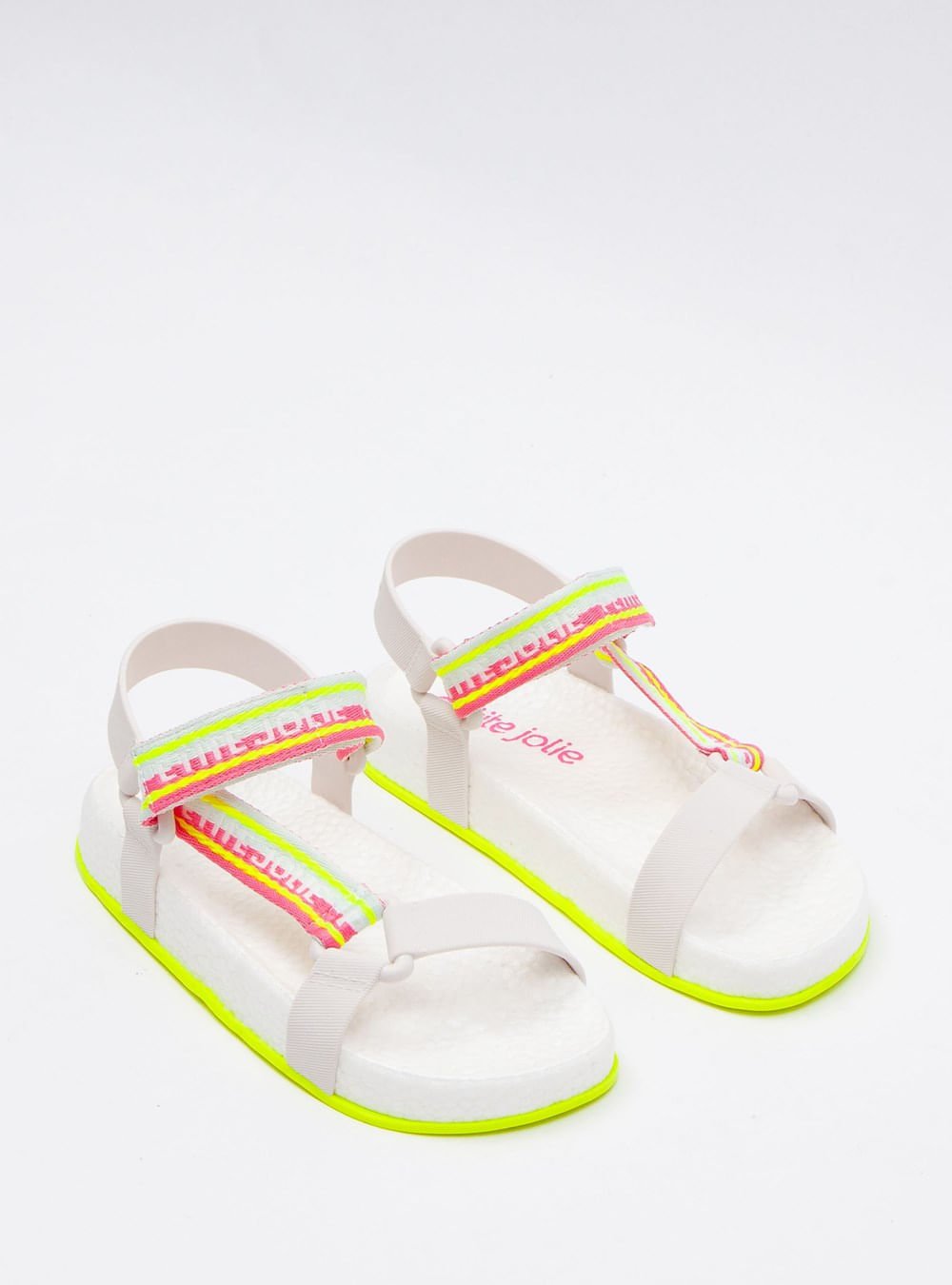 Sandália Petite Jolie Puff Sandal White/Amarelo Neon PJ7194 Branco 3