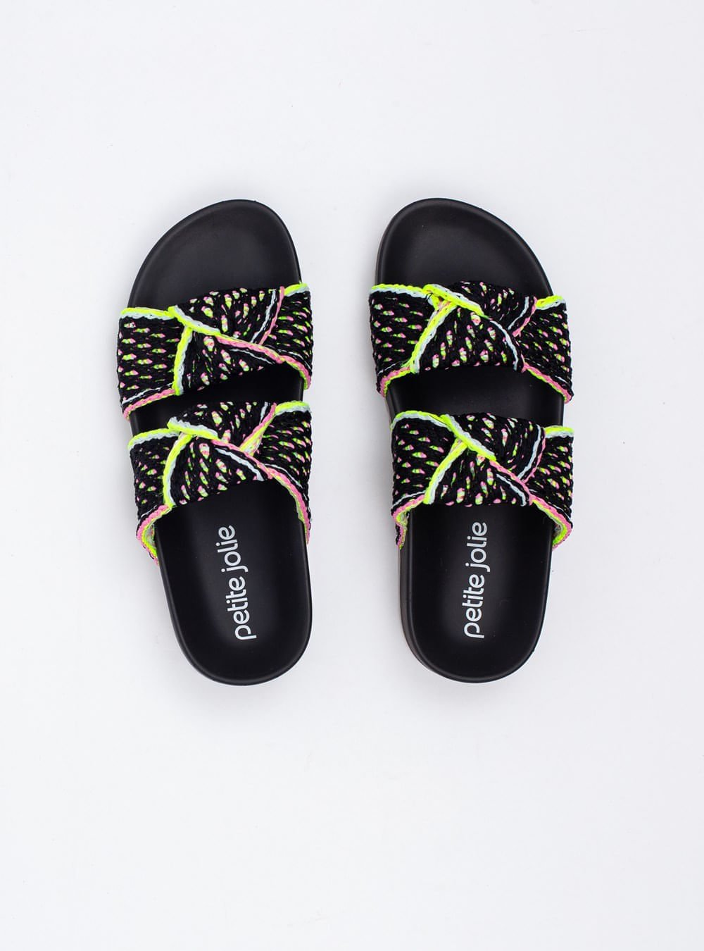 Chinelo Petite Jolie Knit Flat Hit Preto PJ7315 Preto 3