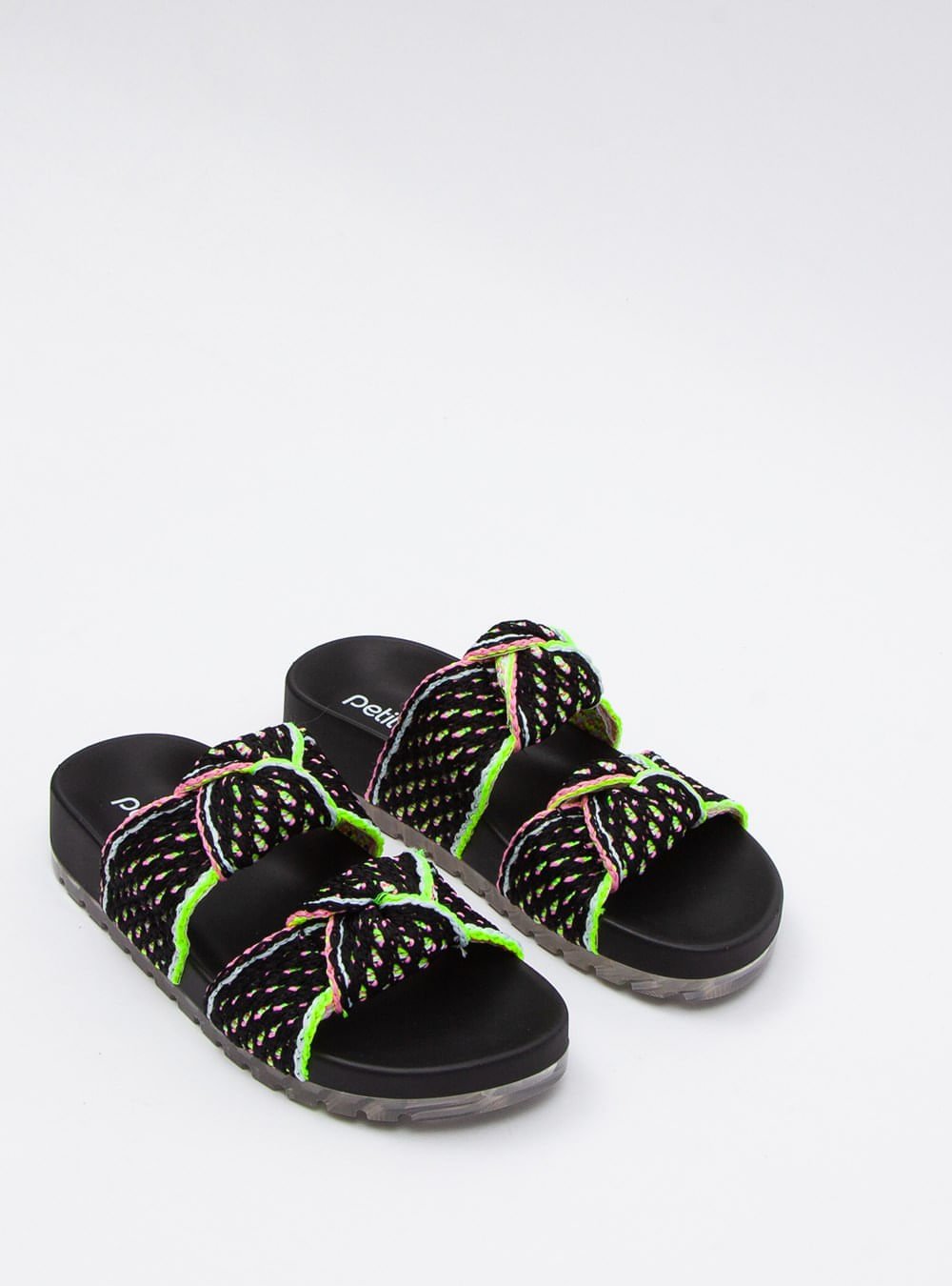 Chinelo Petite Jolie Knit Flat Hit Preto PJ7315 Preto 4