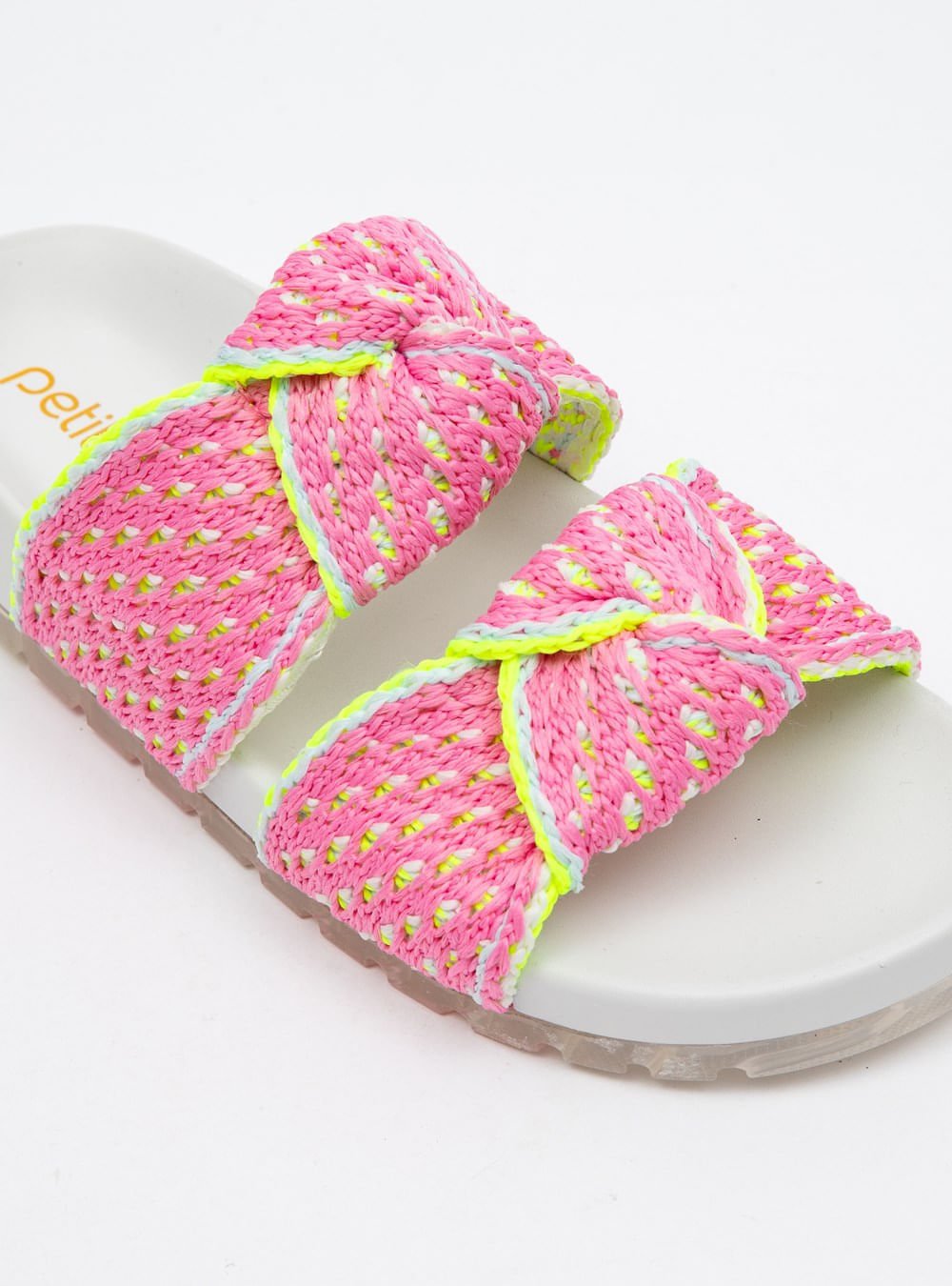 Chinelo Petite Jolie Knit Flat Hit Pink/Translucido PJ7315 Rosa 2