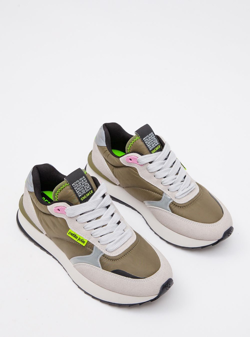 Tênis Petite Jolie Retro Running Olive Green/White PJ7541 Verde 2
