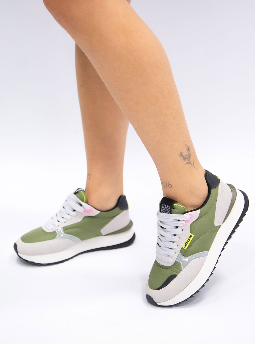 Tênis Petite Jolie Retro Running Olive Green/White PJ7541 Verde 4