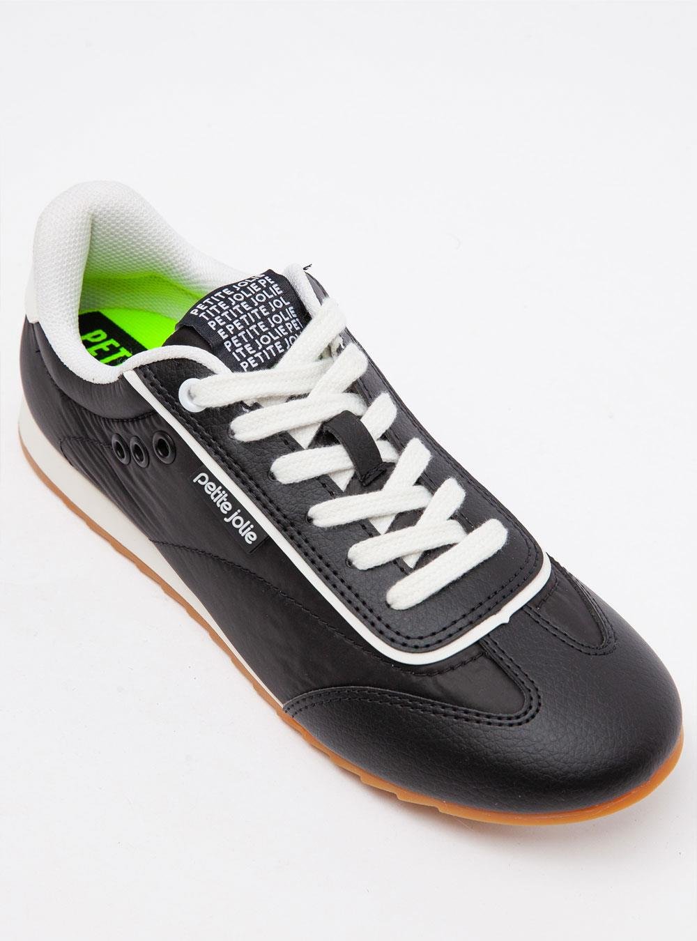 Tênis Petite Jolie Flat Sneaker Preto/Avela PJ7546 Preto 2