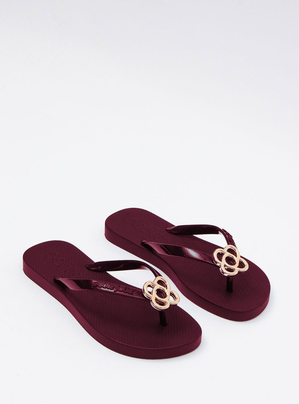 Chinelo Petite Jolie Fresh Merlot PJ6979 Vinho/Dourado 2