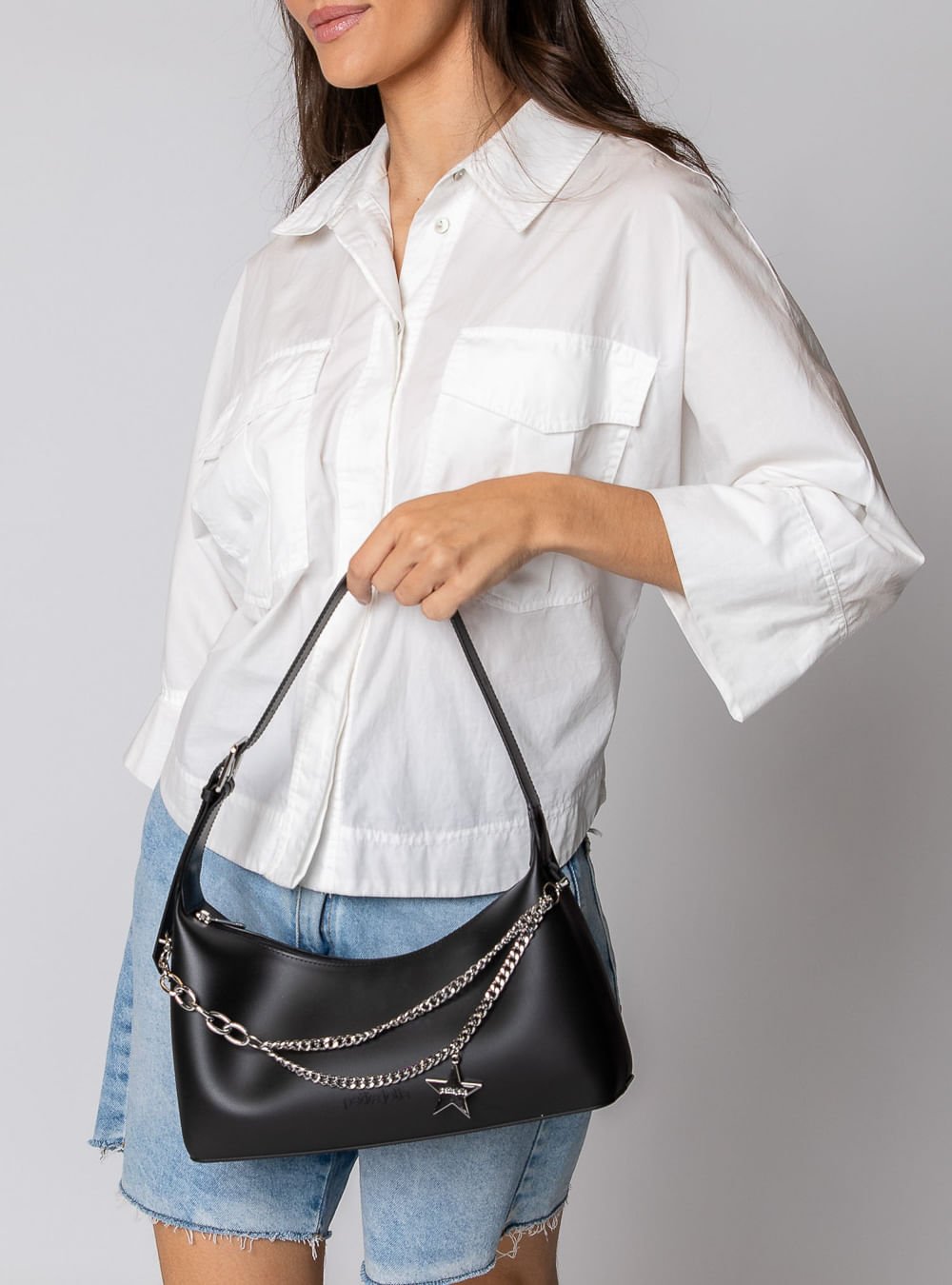 Bolsa Petite Jolie Thayla Preto/Niquel PJ11282 Preto 4
