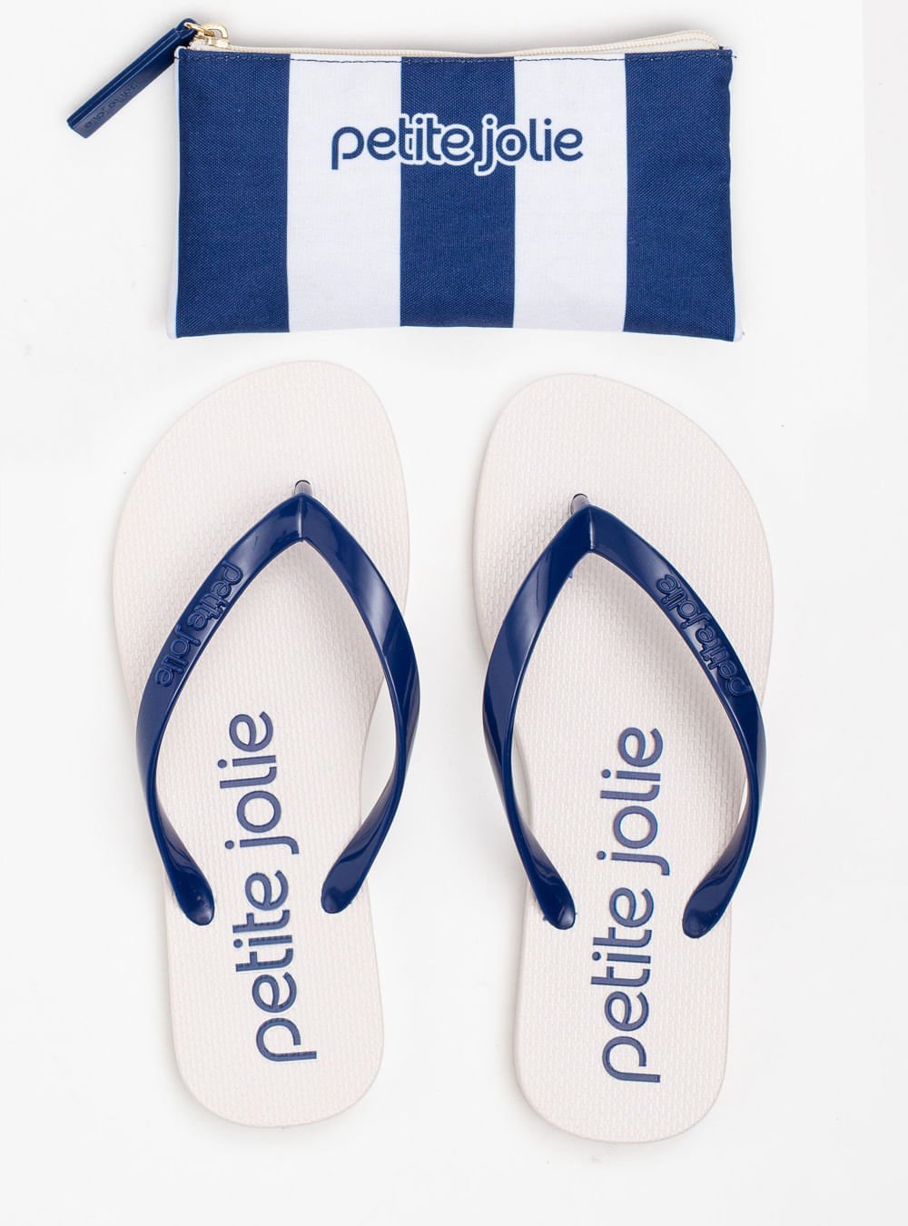 Chinelo Petite Jolie Fresh Dark Blue/White/Logo PJ 6 PJ7426 Branco/Azul 2