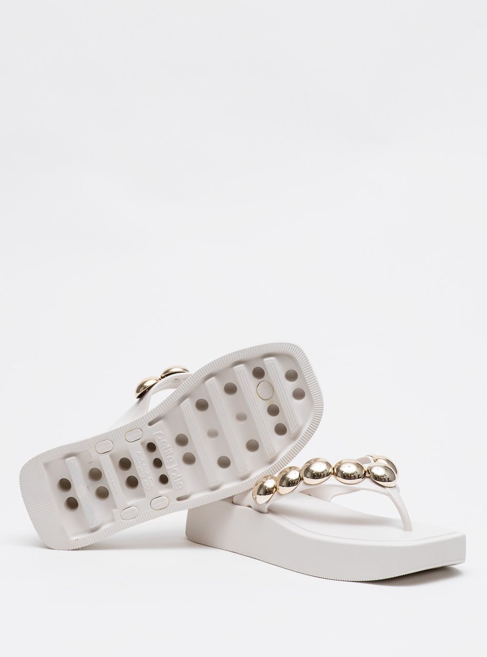 Chinelo Petite Jolie Hit White/Ouro PJ7139 Branco 5