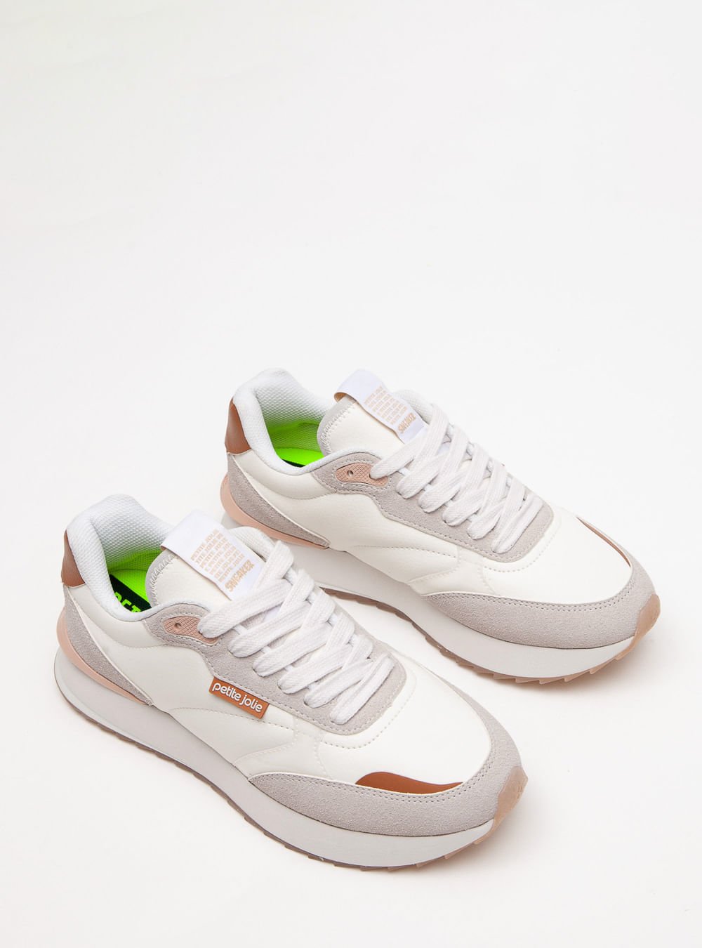 Tênis Petite Jolie Retro Running Branco/Avela Light PJ7541 Branco/Cinza 2