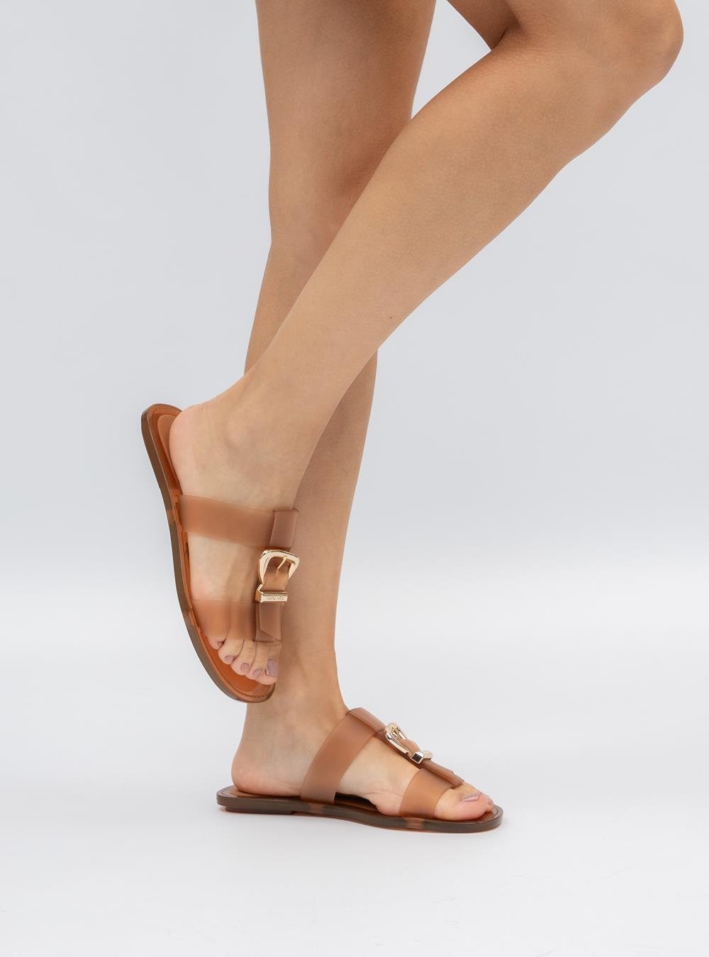 Chinelo Petite Jolie Jimmy Doce De Leite Translúcido PJ7662 Bege 4