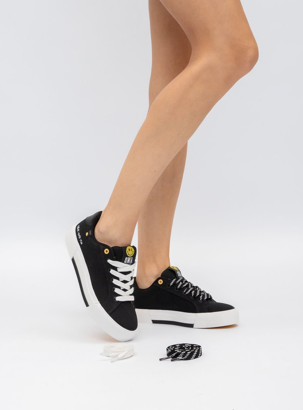 Tênis Petite Jolie S.W.Smiley® Pump Preto/White PJ7671SM Preto 6