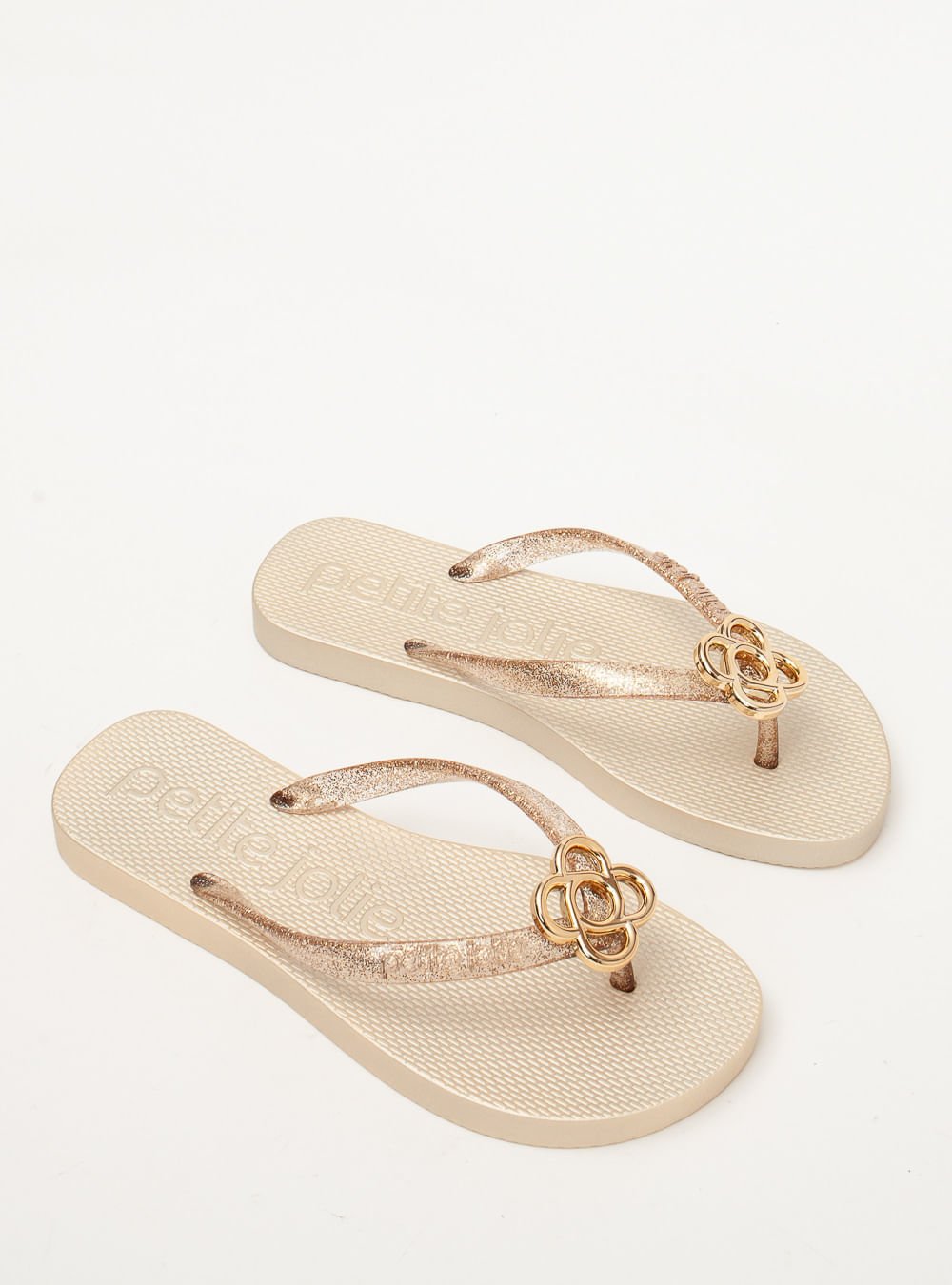 Chinelo Petite Jolie Fresh Glitter Ouro Light/Vanilla PJ7704 Bege 2